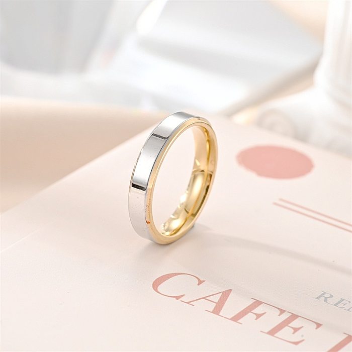 Simple Style Color Block Titanium Steel Plating Gold Plated Silver Plated Rings