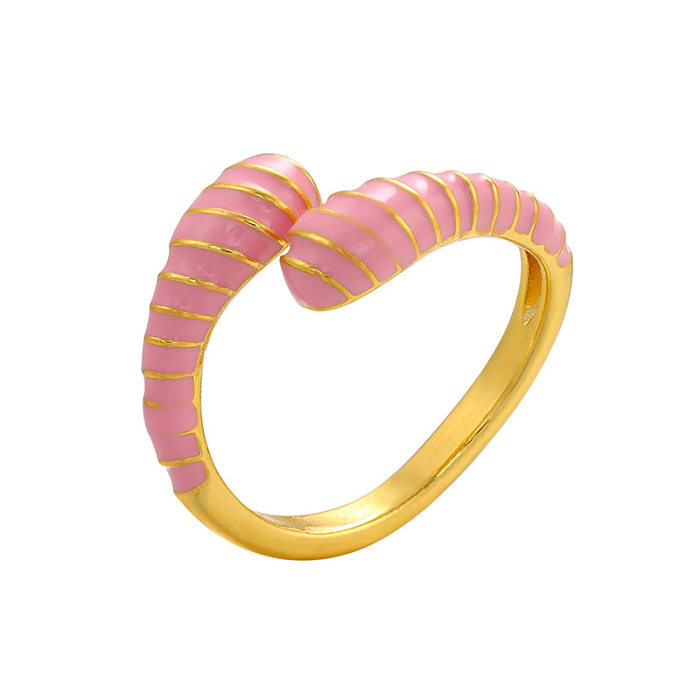Anillo de apertura de gota de aceite, anillo de color con apertura en forma de serpiente de oruga, joyería de mujer chapada en oro de 18 quilates