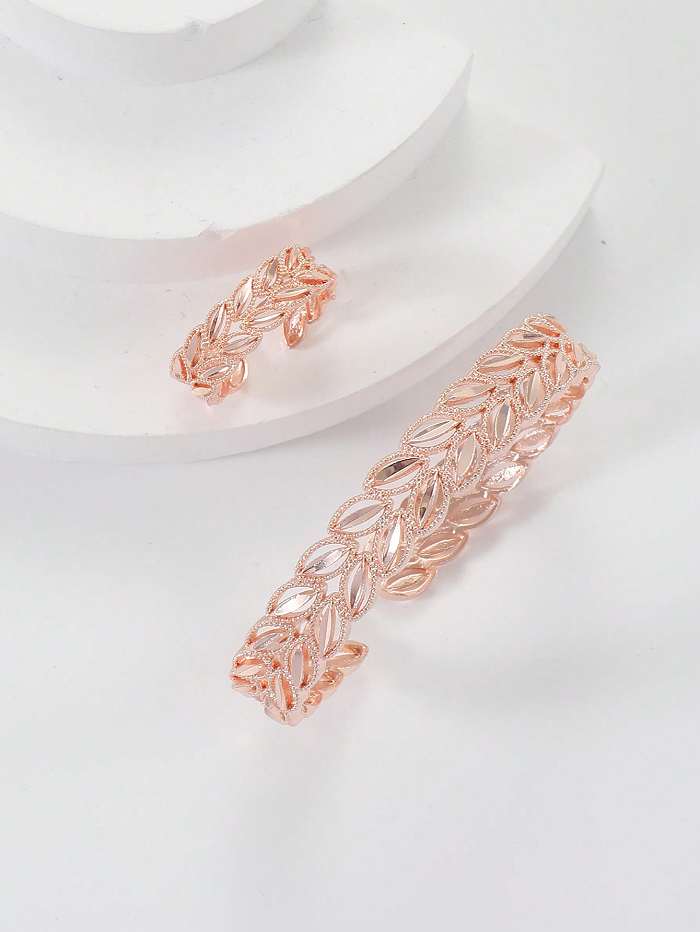Pulseras de anillos chapadas en oro de 18K con incrustaciones de cobre y hoja lujosa Retro Glam