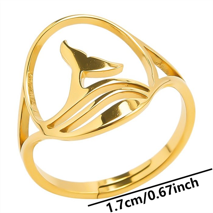 Wholesale Simple Style Fish Tail Stainless Steel Open Rings