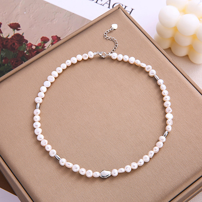 Baroque Style Round Freshwater Pearl Copper Plating Bracelets Necklace