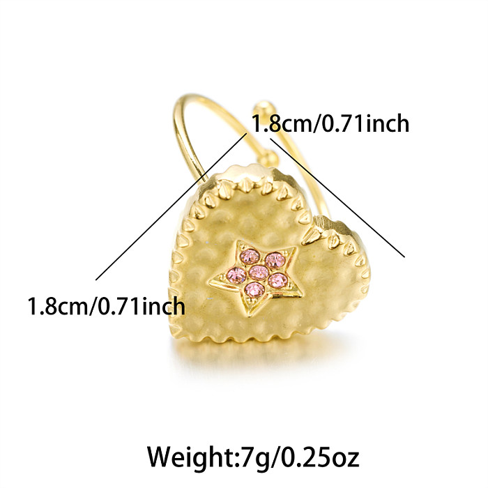 Simple Style Classic Style Solid Color Stainless Steel Plating Inlay Zircon 18K Gold Plated Open Rings