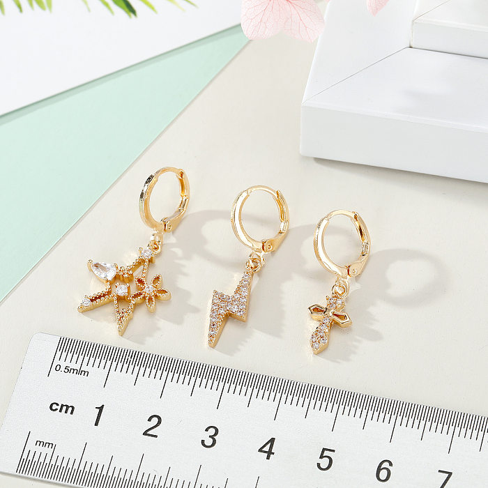 Ornamente Mini Stern Ohrringe Zirkon Blitz Kreuz Ohrringe Ohrringe Micro-Set Ohrringe Großhandel