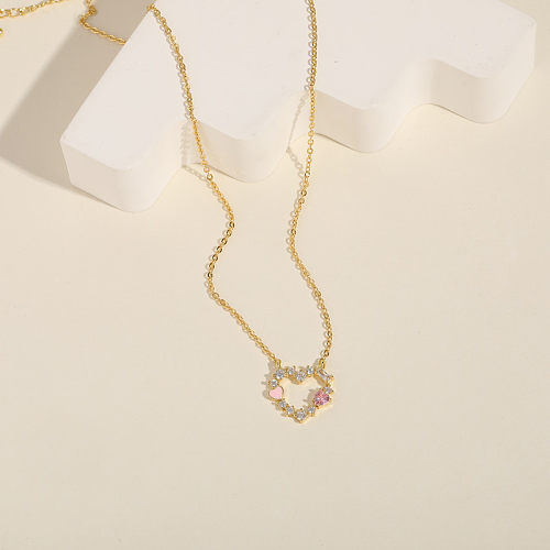 Luxuriöse Herz-Kupfer-Zirkon-Halskette für Damen mit Inlay-Kupfer-Halsketten