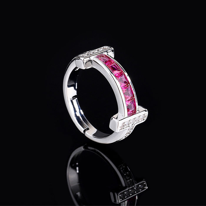 Simple Style Square Copper Inlay Zircon Rings Bracelets