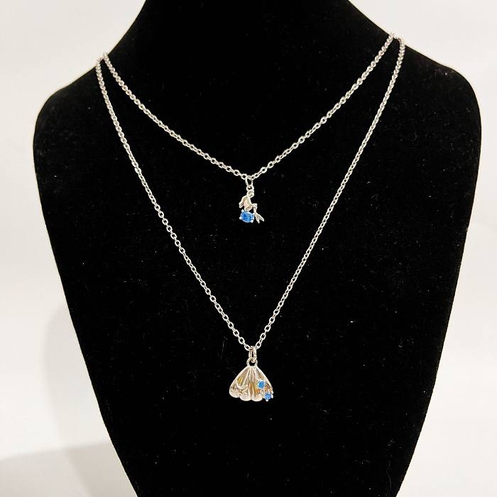 Elegant Dolphin Mermaid Shark Copper Plating Inlay Artificial Diamond Pendant Necklace