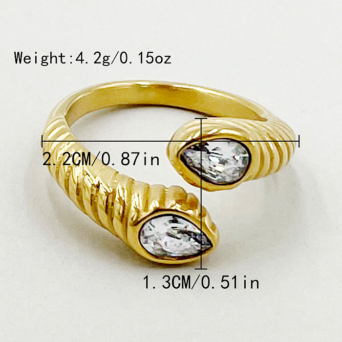 Atacado estilo retrô simples cobra chapeamento de aço inoxidável incrustado anéis de zircão banhados a ouro