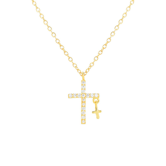 Moda cruz cobre colar banhado a ouro zircão cobre colares 1 peça