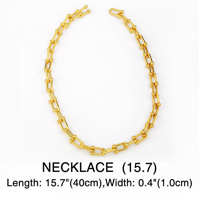 1 Piece Fashion U-Shaped Lock Copper Patchwork Plating Bracelets Earrings Necklace