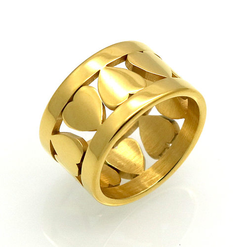 1 pièce d'anneaux plaqués en acier titane en forme de cœur de style simple