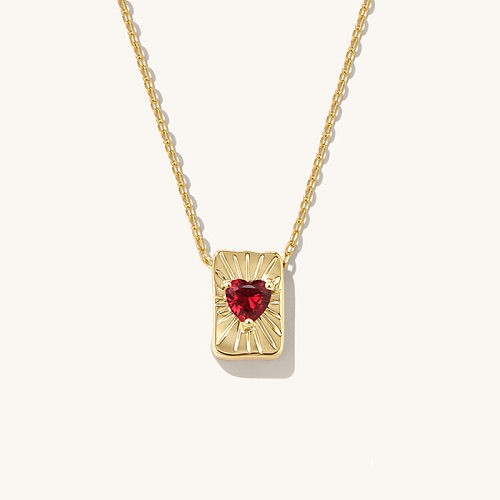 Retro Heart Shape Copper Zircon Pendant Necklace In Bulk