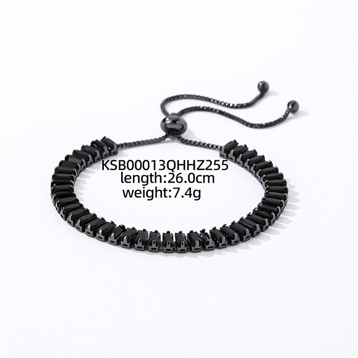 Hip-Hop Cool Style Rectangle Copper Inlay Zircon Bracelets