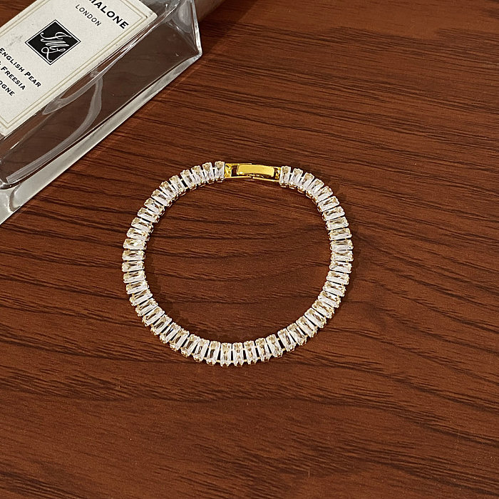 Bracelets de Zircon incrustés de placage de cuivre de couleur unie de style moderne