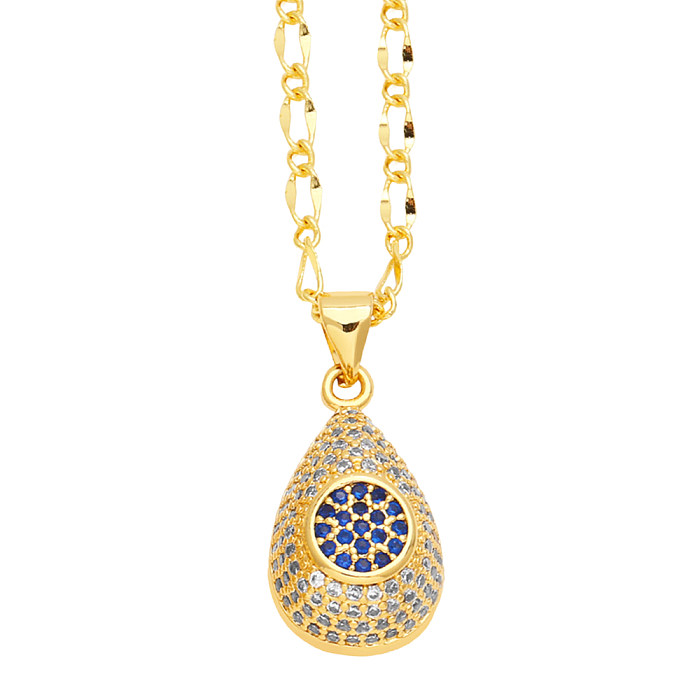 IG Style Lady Streetwear Water Droplets Stainless Steel Copper 18K Gold Plated Zircon Pendant Necklace In Bulk