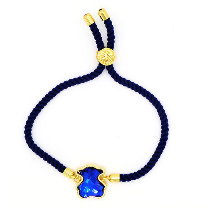 Simple Style Bear Copper Inlay Artificial Gemstones Bracelets