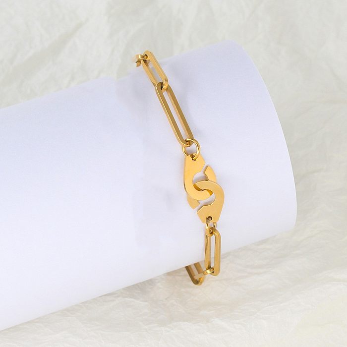 Retro Simple Style Solid Color Titanium Steel Plating 18K Gold Plated Bracelets Necklace