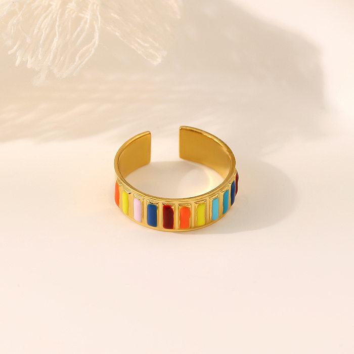 Wholesale Basic Color Block Stainless Steel Plating Open Rings