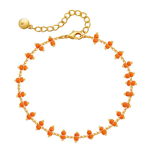 Bracelets de chaîne de placage de cuivre de perle de rocaille de couleur unie de style ethnique