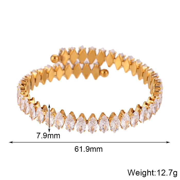 Simple Style Classic Style Water Droplets Stainless Steel Plating Inlay Zircon 18K Gold Plated Rings Bracelets