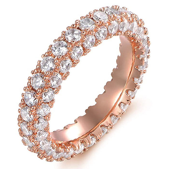 Anéis de zircão incrustados de cobre geométrico da moda
