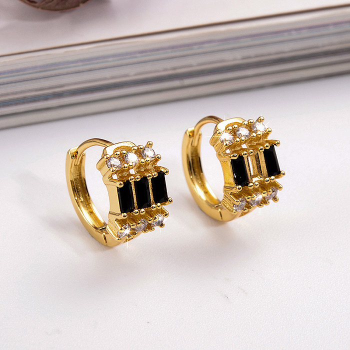 1 Pair Classic Style C Shape Plating Inlay Copper Zircon 18K Gold Plated Earrings