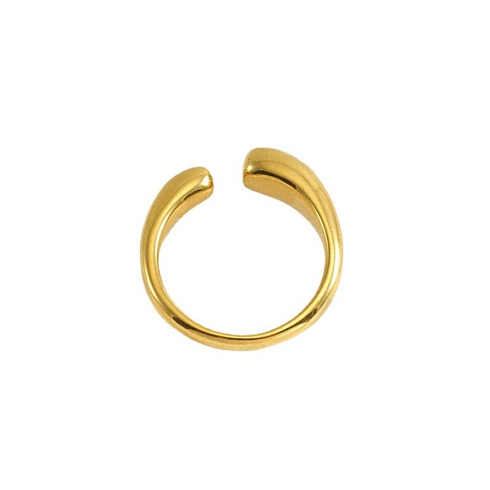 Lady Round Stainless Steel Gold Plated Open Ring 1 Piece