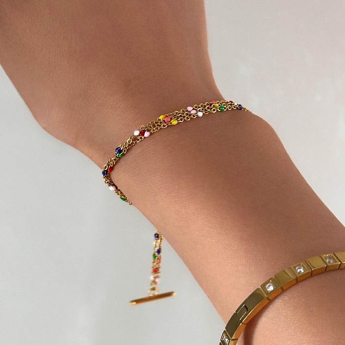 Collier de bracelets de placage en acier titane coloré décontracté streetwear
