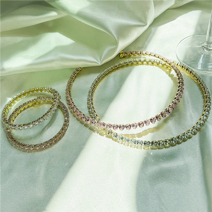 Collier de bracelets plaqué or 18K de Zircon d'incrustation de placage de cuivre de forme de coeur de dame