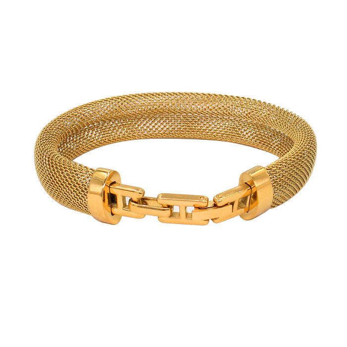 Collier de bracelets rétro en acier titane de couleur unie
