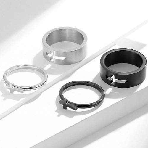 Anéis de aço inoxidável transversais da moda Anéis de aço inoxidável de polimento