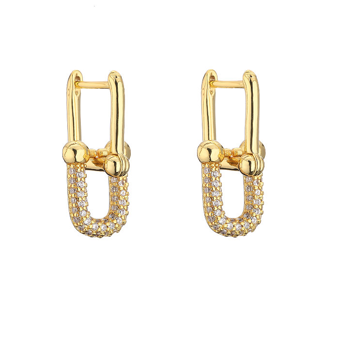 Fashion Copper Micro Inlaid Zircon Geometric Horseshoe U-Shaped Necklace Earrings Bracelet