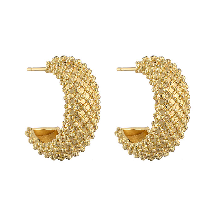 1 Pair IG Style Vintage Style French Style C Shape Water Droplets Irregular Plating Copper 18K Gold Plated Ear Studs