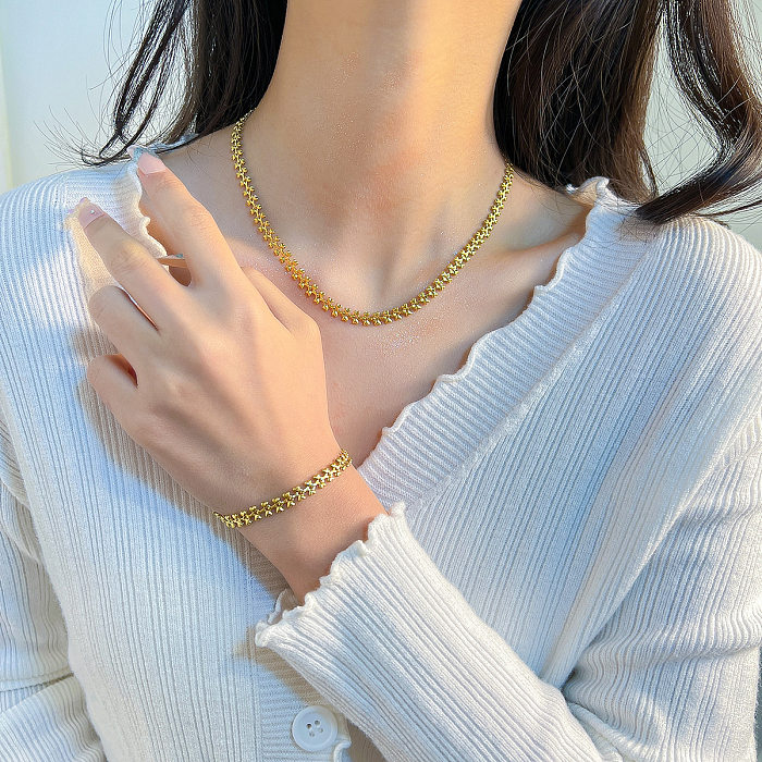 Collier de Bracelets de femmes de placage d'acier de titane de forme de coeur de Style Simple Streetwear