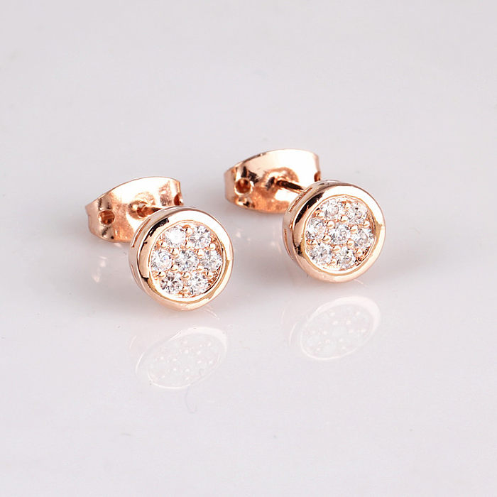 1 Pair Simple Style Solid Color Plating Inlay Copper Artificial Gemstones Gold Plated Ear Studs