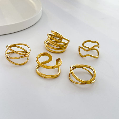 Simple Style Solid Color Titanium Steel Plating Gold Plated Rings