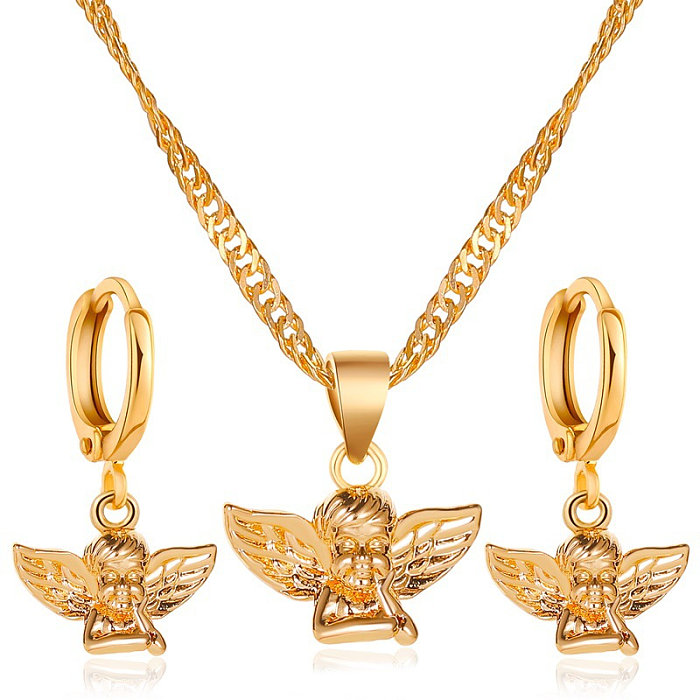 Lady Streetwear Shiny Flower Butterfly Metal Copper Inlay Natural Stone Pearl Zircon 18K Gold Plated Gold Plated Silver Plated Earrings Necklace
