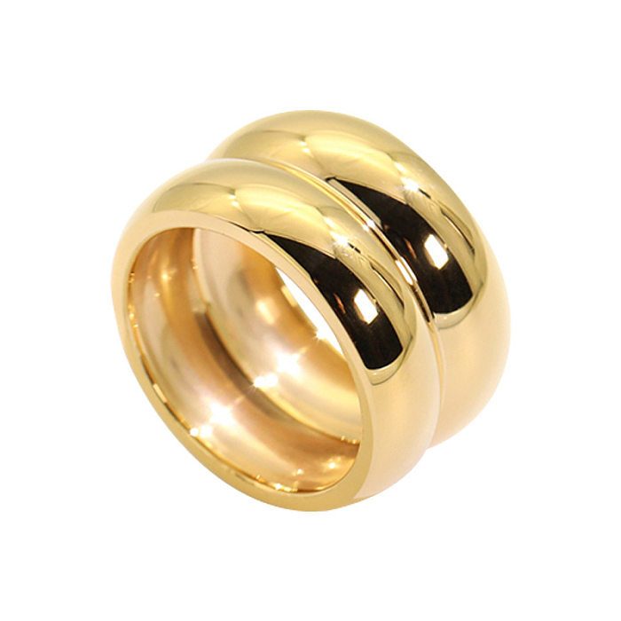 Elegante Retro-Lady-Ringe mit geometrischem Titanstahlüberzug und 18 Karat vergoldet