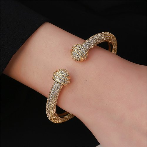 Bracelet en Zircon avec incrustation de cuivre, couleur unie, Style Simple, 1 pièce