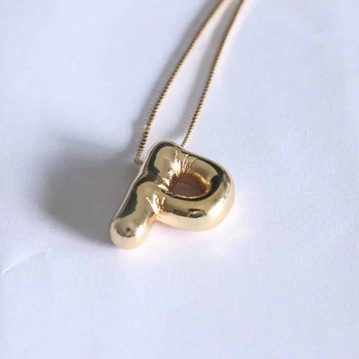 Einfacher Stil, klassischer Stil, Buchstaben-Kupferbeschichtung, 18 Karat vergoldete Anhänger-Halskette