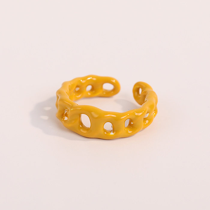 Atacado básico estilo simples cor sólida chapeamento de aço inoxidável anéis abertos banhados a ouro 18K