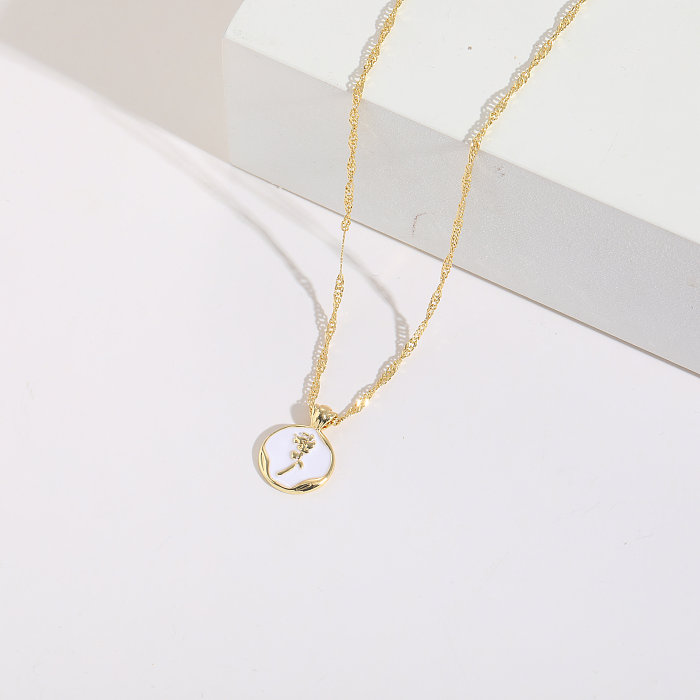 Simple Style Flower Copper Irregular 14K Gold Plated Pendant Necklace