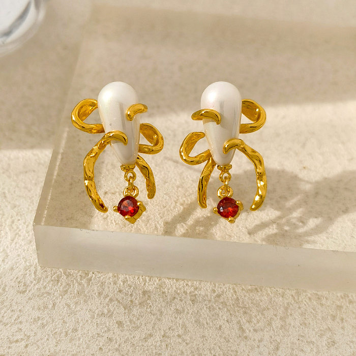 1 Pair Lady Geometric Copper Plating Artificial Pearls Earrings