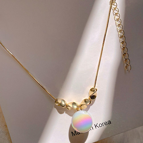 Simple Style Geometric Copper Plating Inlay Artificial Pearls Gold Plated Necklace