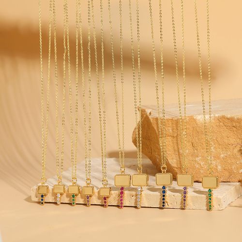 Elegant Classic Style Key Copper 14K Gold Plated Zircon Necklace In Bulk