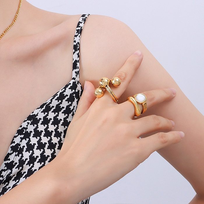 Fashion Solid Color Titanium Steel Rings Plating Stainless Steel Rings 1 Piece
