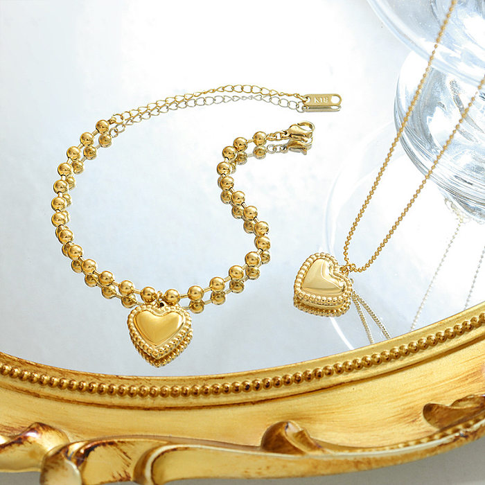 Simple Style Heart Shape Titanium Steel Bracelets Necklace 1 Piece