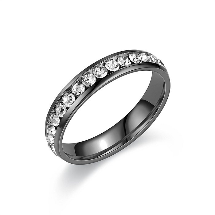 Modern Style Round Titanium Steel Artificial Diamond Rings In Bulk
