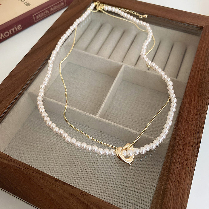 Collier de bracelets de placage de cuivre de perle artificielle irrégulière de style moderne