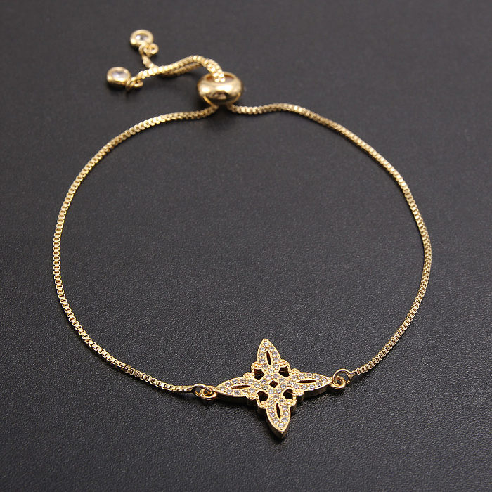 Bracelets de Zircon incrustés de placage de cuivre d'étoile de style simple et décontracté
