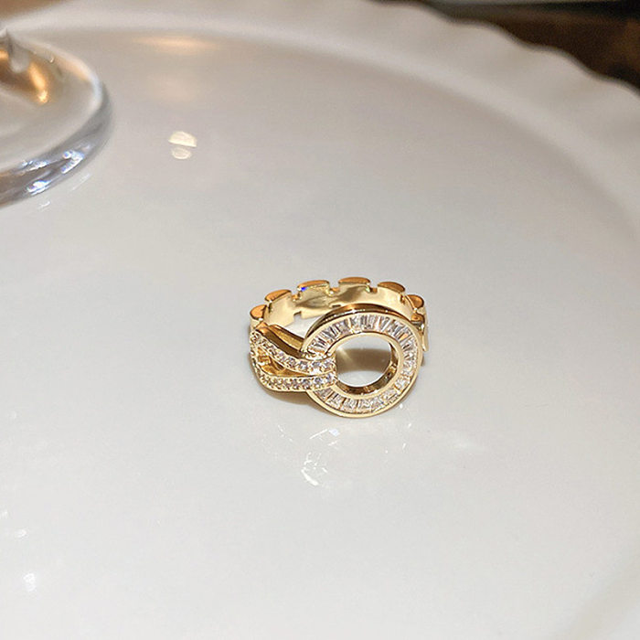 Moda coelho forma de coração flor chapeamento de cobre incrustação concha zircão anel aberto 1 peça